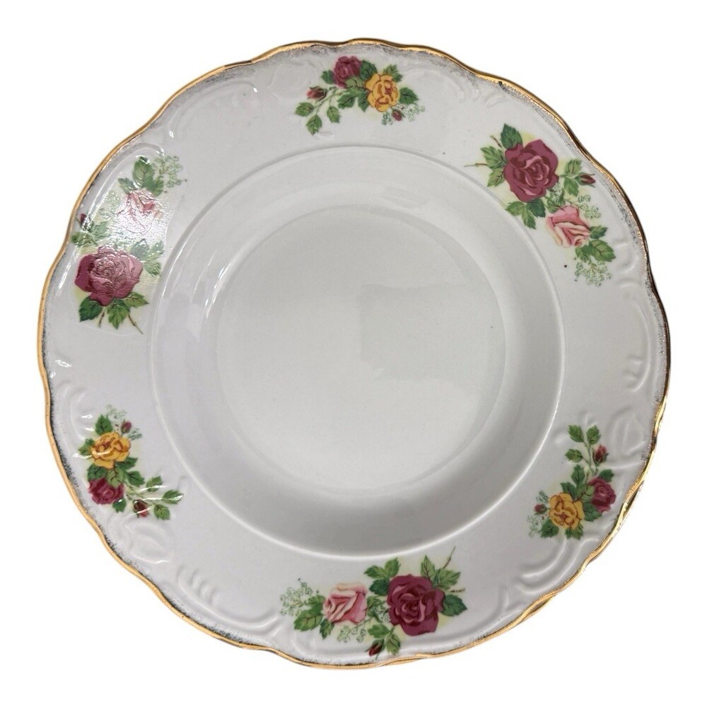 Vintage Floral China Set 20pc Plates Cups Gold Trim Roses Lot - Picture 4 of 16